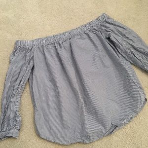 Abercrombie & Fitch Off-Shoulder Striped Blouse